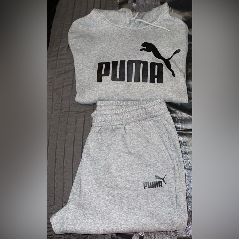 Puma Heather Gray Hoodie and Sweatpants set.